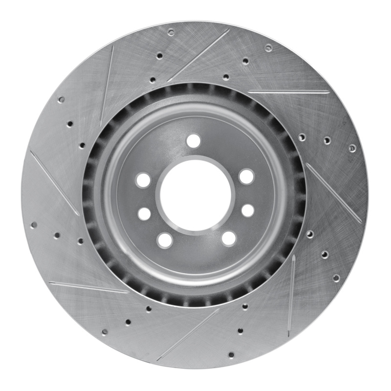 Land Rover Range Rover Brake Rotor (1) - Front Right - R1 Concepts - Drilled & Slotted - Silver - `06-`17
